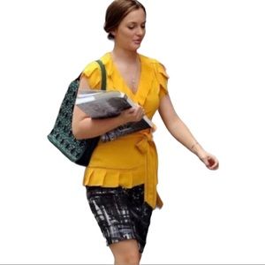 Vince Brushstroke Plaid Skirt In Black White Gossip Girl Silk ASO Blair Waldorf